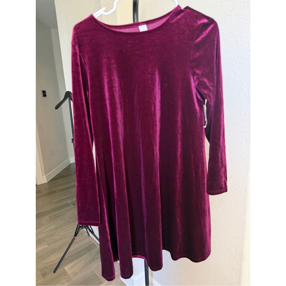 Old Navy Velvet Swing Dress in Deep Berry S